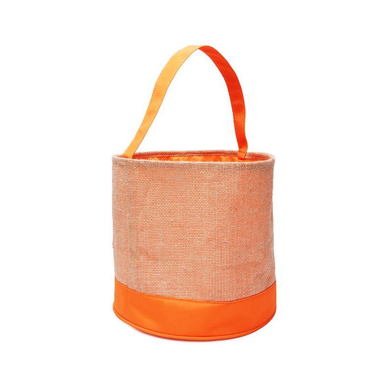 New Halloween candy bag black and white plier cloth hand basket candy storage bucket holiday decoration gift bucket_voghion.com