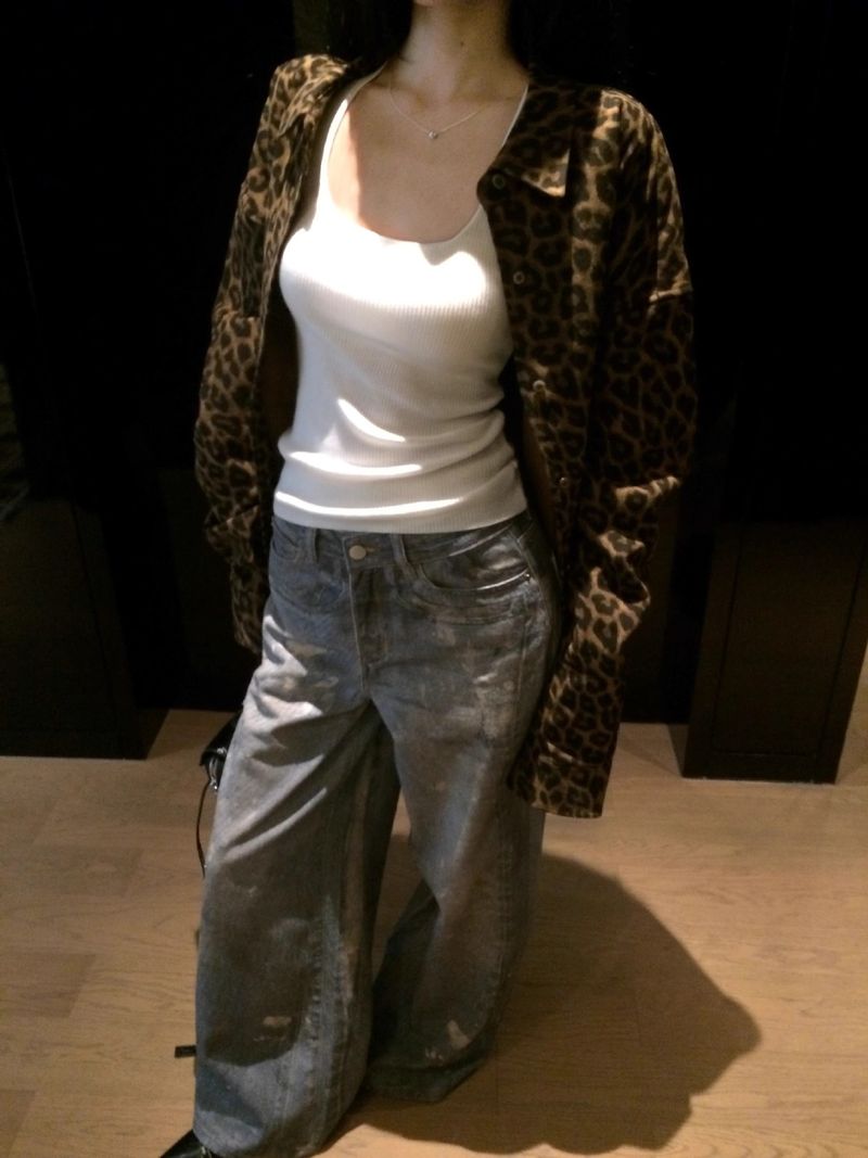 Giacca oversize casual con stampa leopardata per donna, stile americano autunnale, vestibilità ampia e dal design unico_voghion.com