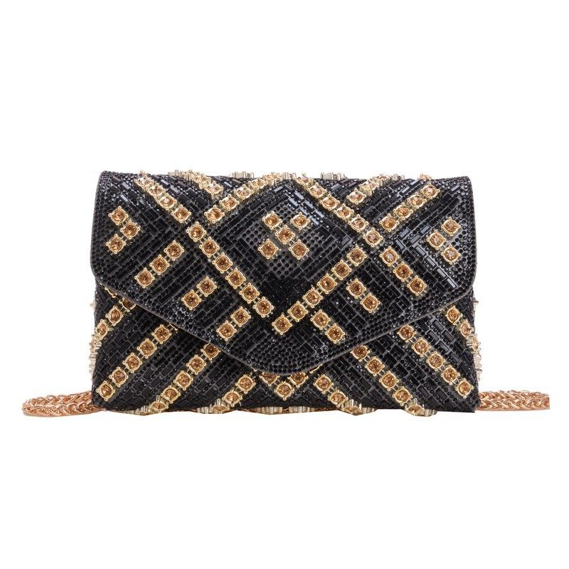 Borsa da sera a tracolla piccola con tracolla singola, borsa da donna, nuova pochette con diamanti incastonati_voghion.com