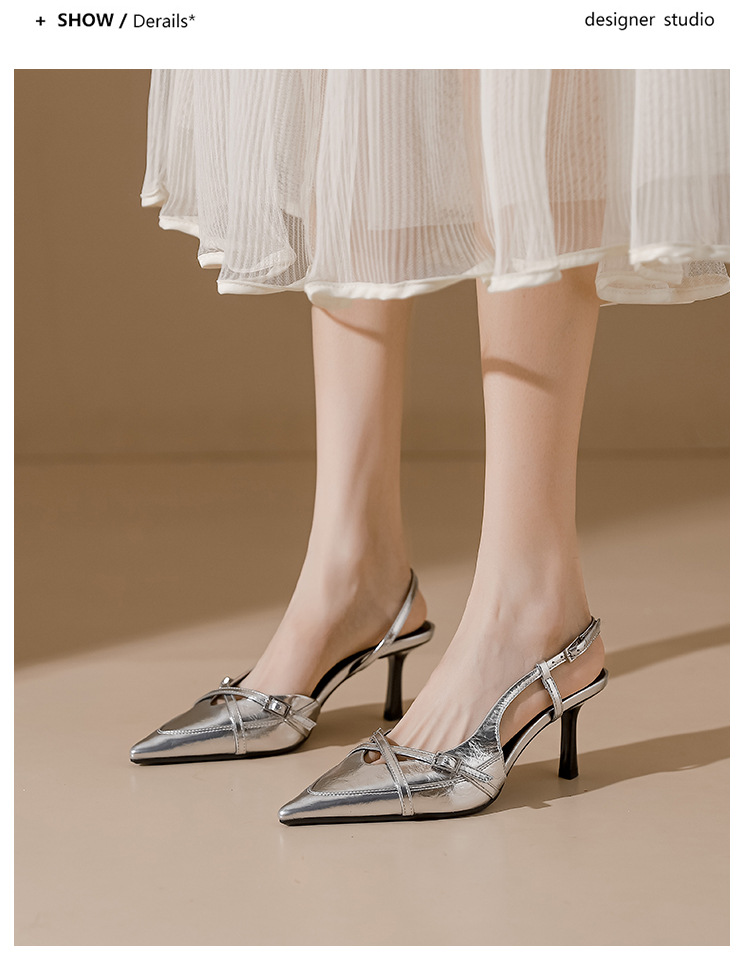 MTX ZR Same Style French High Heels Women, Thin Heel, High-End Feel, Cross Strap, Pointed Toe, Comfortable Soft Sole, Not_voghion.com