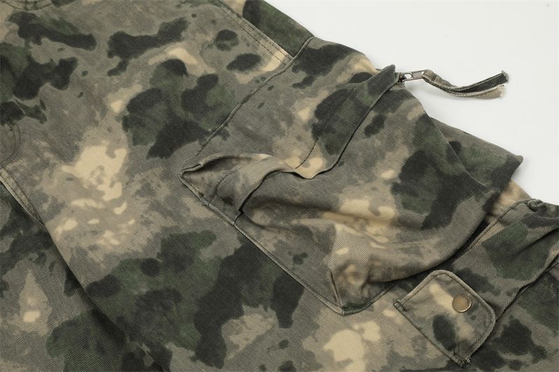 Clothing Mountain Outdoor Multi Pocket Workwear Tie Dye Camouflage Men's Trendy Functional Tactical Pants Loose Straight_voghion.com