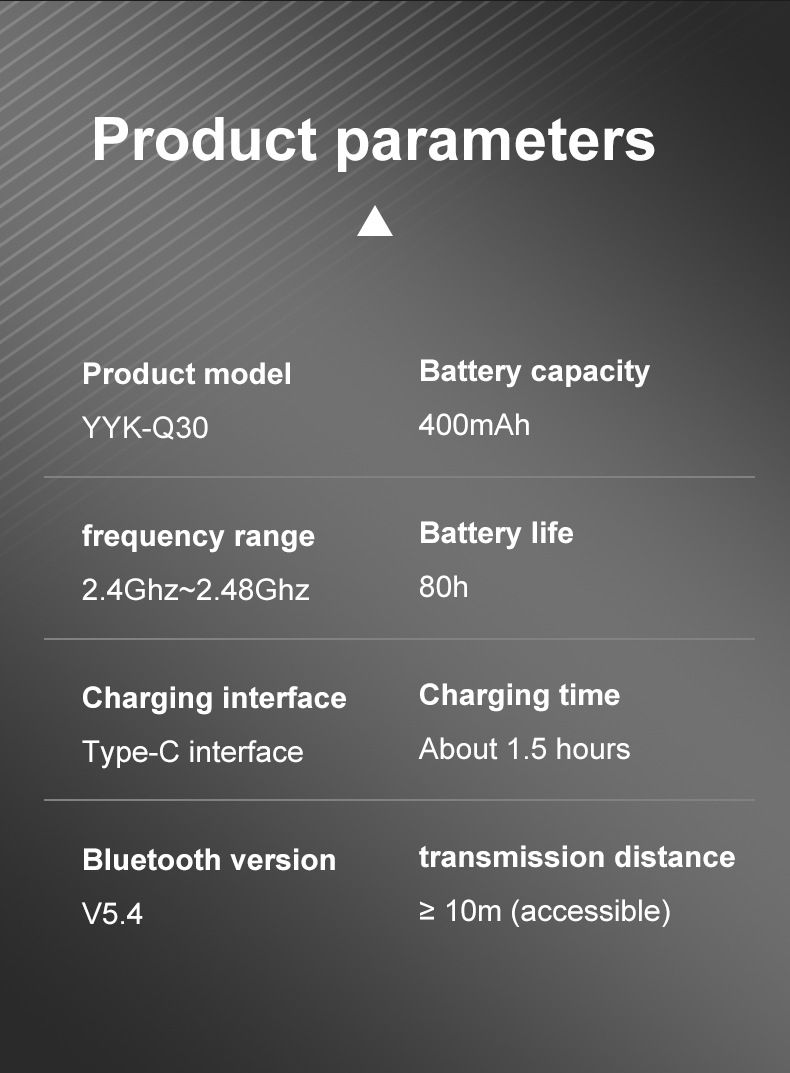 Nouveau casque Bluetooth Q30, écran tactile multifonction, égaliseur, recherche sonore sur une seule oreille, réduction du bruit et haute qualité sonore_voghion.com