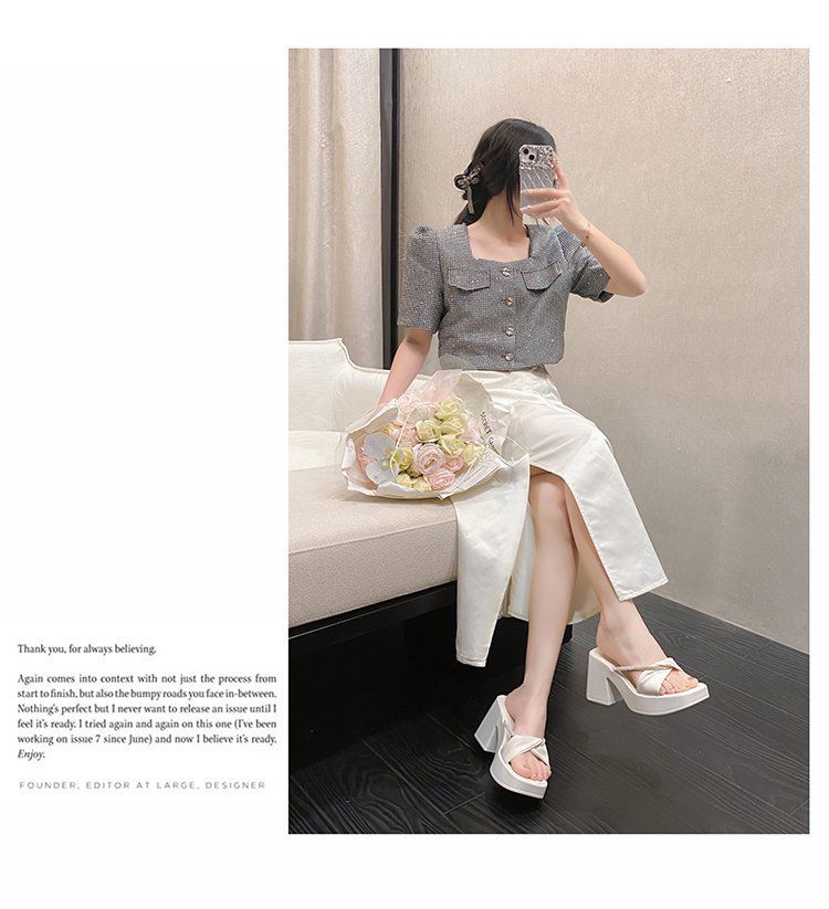 Women's Chunky Heel Rhinestone Sandals - Two-Way Roman Gladiator Sandals For Summer, Elegant High Heel Flip Flops For Casual & Dressy Occasions_voghion.com