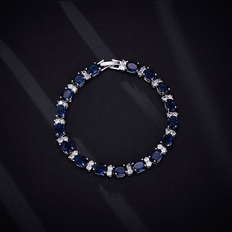 Nouveau bracelet géométrique ovale coloré en cristal de zircon, léger et exquis, pour une personnalité polyvalente_voghion.com