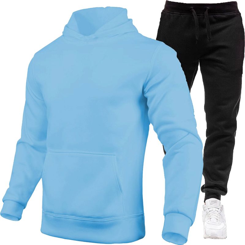 Pull de sport ensemble de pull à capuche en polaire à la mode pour hommes_voghion.com