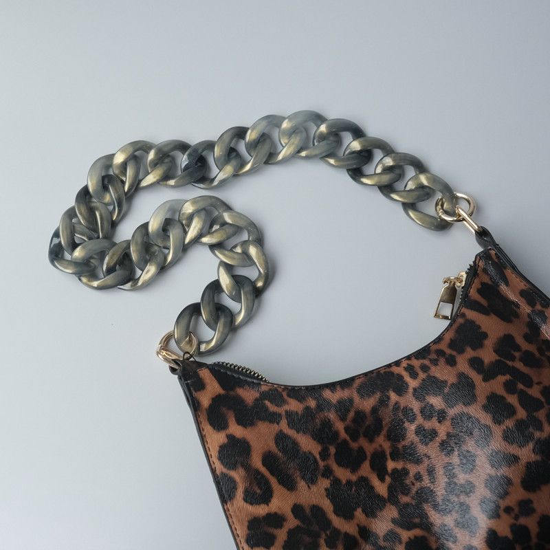 Vintage Gold Pulver Pailletten Acryl Harz Farbe-Block Handgemachte Abnehmbare Dicke Tasche Dekoration Kette_voghion.com