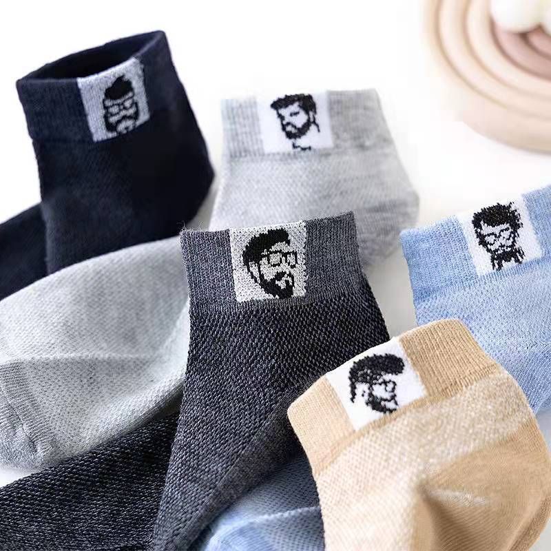 2025d Summer Thin Short Tube Mesh Sweat-Absorbent Breathable Fashion Casual Elderly Men's Boat Socks_voghion.com