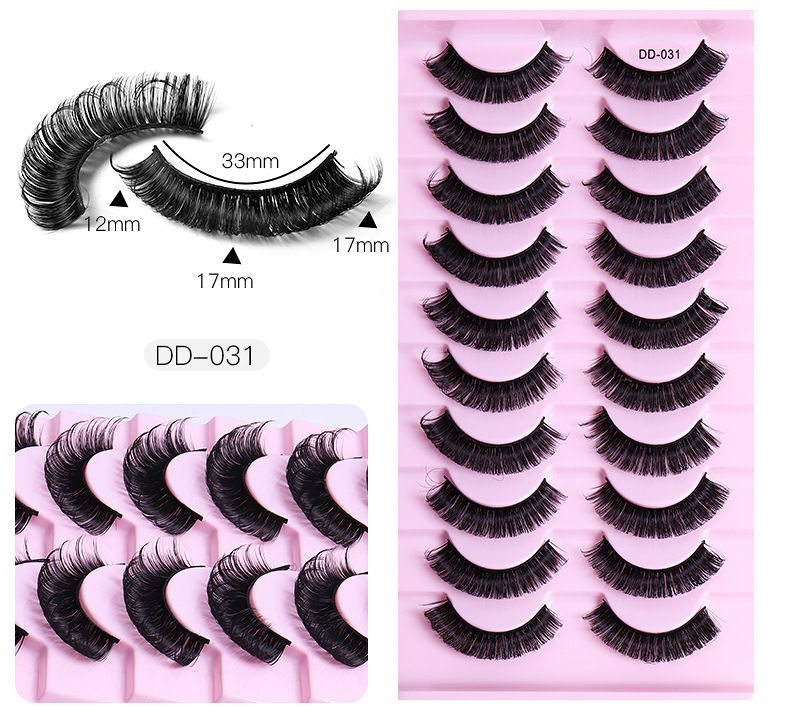 Lash extension set 10 pairs of large curly false eyelashes Natural eyelashes Thick black cotton false eyelashes_voghion.com