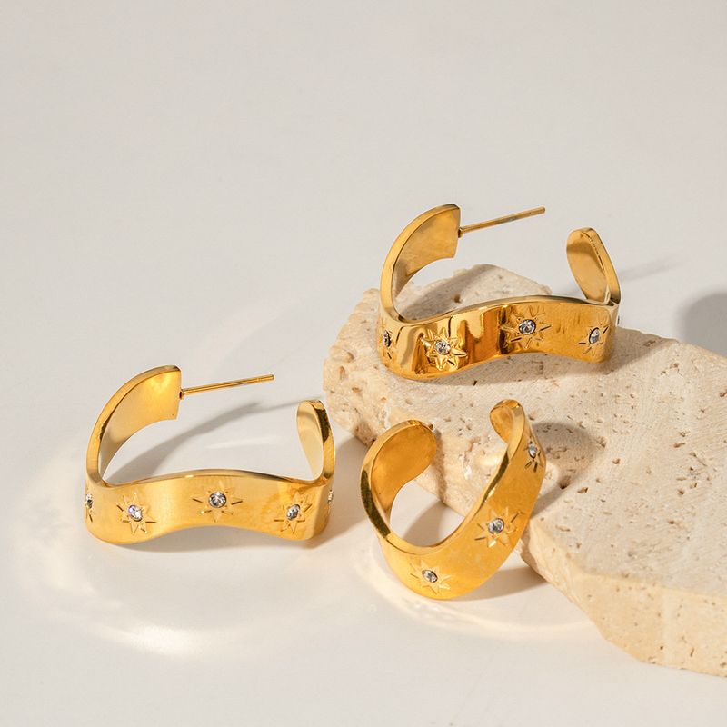 Orecchini in titanio INS stile francese, orecchini in acciaio inossidabile dorato alla moda e versatili_voghion.com