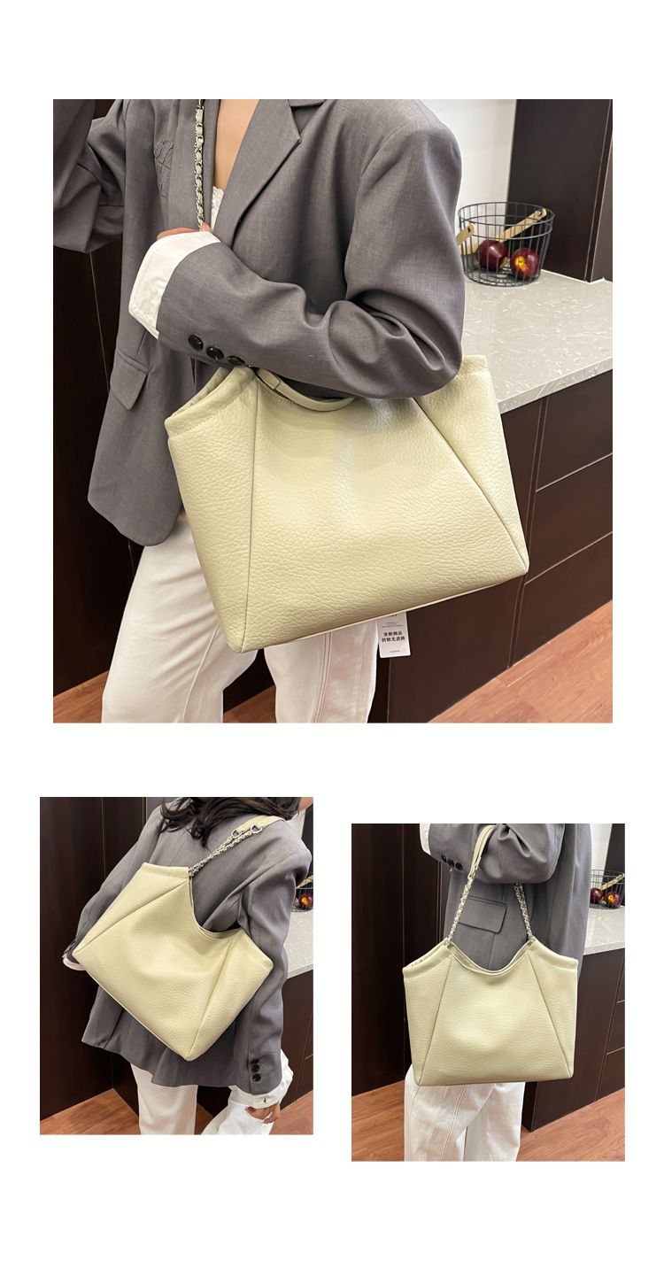 Chain Strap Tote Bag - Large Capacity Casual Retro Shoulder Bag For Women, Minimalist Design Magnetic Closure, Perfect For Daily Commute Outings_voghion.com
