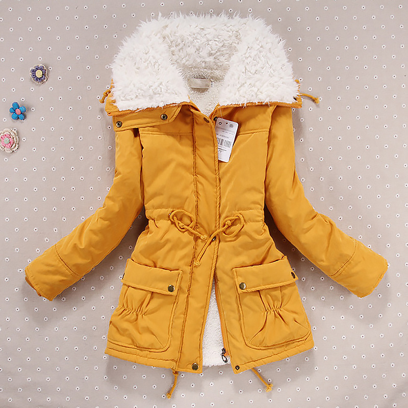 Giacca invernale da donna addensata piumino lungo con cappuccio cappotto da donna slim fit colletto in pelo imbottito in cotone cappotto da donna_voghion.com