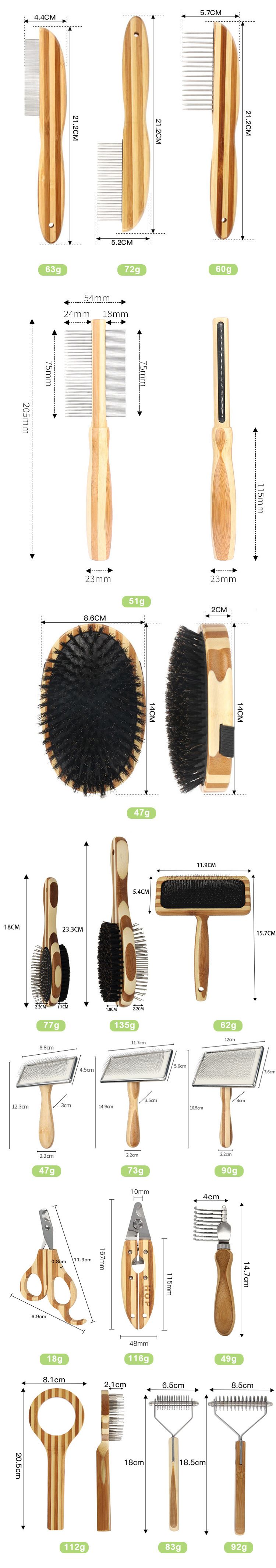 Prodotti per animali domestici, pettine colorato in bambù a doppia faccia, pettine per cani, disposizione dei pettini, bellezza, rimozione dei nodi, pettine galleggiante per animali domestici_voghion.com