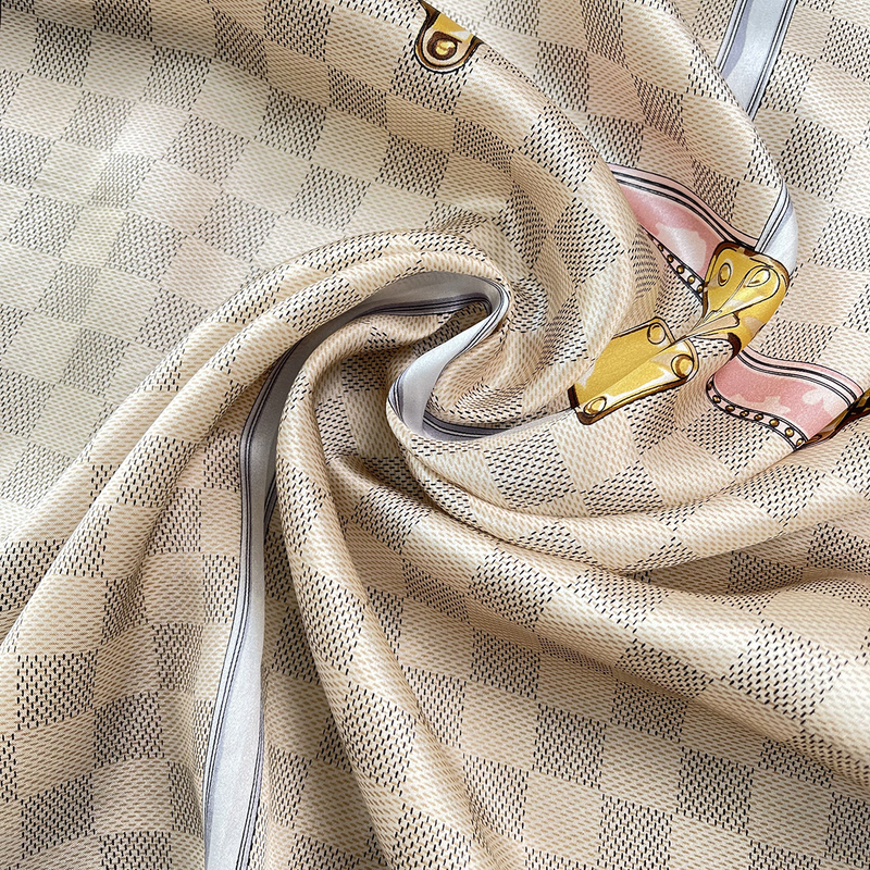 New Versatile Checkerboard 53 Small Square Women's Summer Fashion Silk Scarf_voghion.com