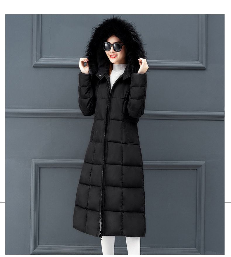 Women's Clothing Plus Size Knee-Length Puffer Coat With Detachable Faux Fur Hood, Warm Winter Jacket For Casual & Commute (Blue/Red/Gray/Black)_voghion.com