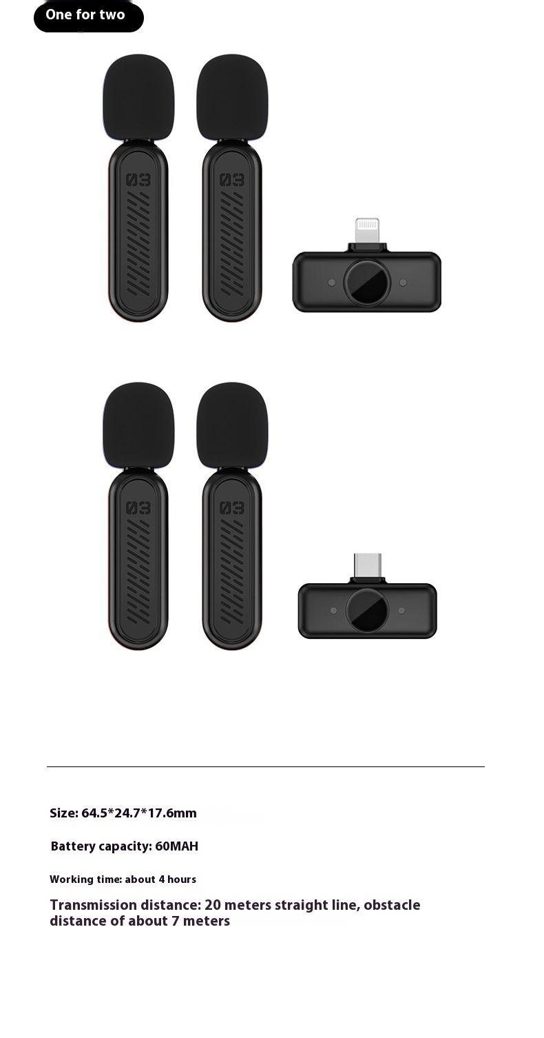 Privémodel magnetische zuigdraadloze lavalier voor mobiele telefoonontvangst, intelligente ruisonderdrukking, buiten live_voghion.com