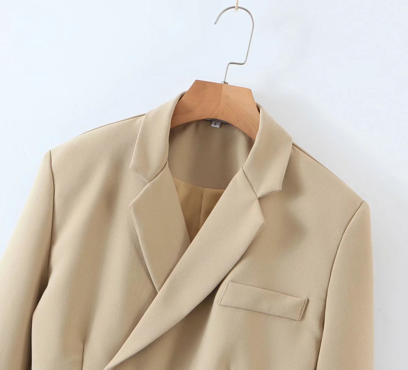 Dames 2021 Lente Nieuw Kort Pak Jasje Met Schuine Knopen + Hoge Taille Zak Rok_voghion.com