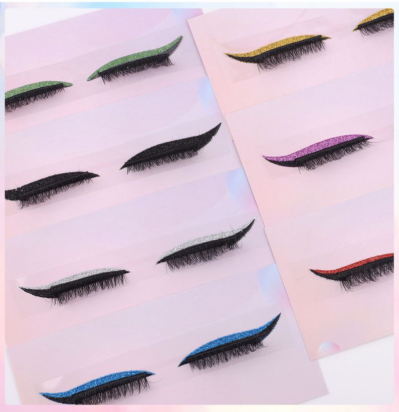 False Eyelashes New Self Adhesive Color Eye Makeup Eyeliner False Eyelashes Party Festival Eyeshadow Stickers Natural Eyelashes_voghion.com