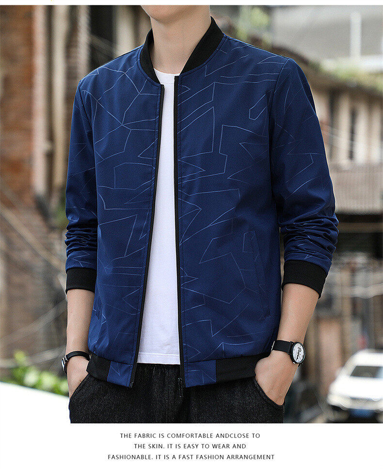 Jacke Frühling und Herbst neue Herren Slim Jacke Mode Herrenbekleidung_voghion.com