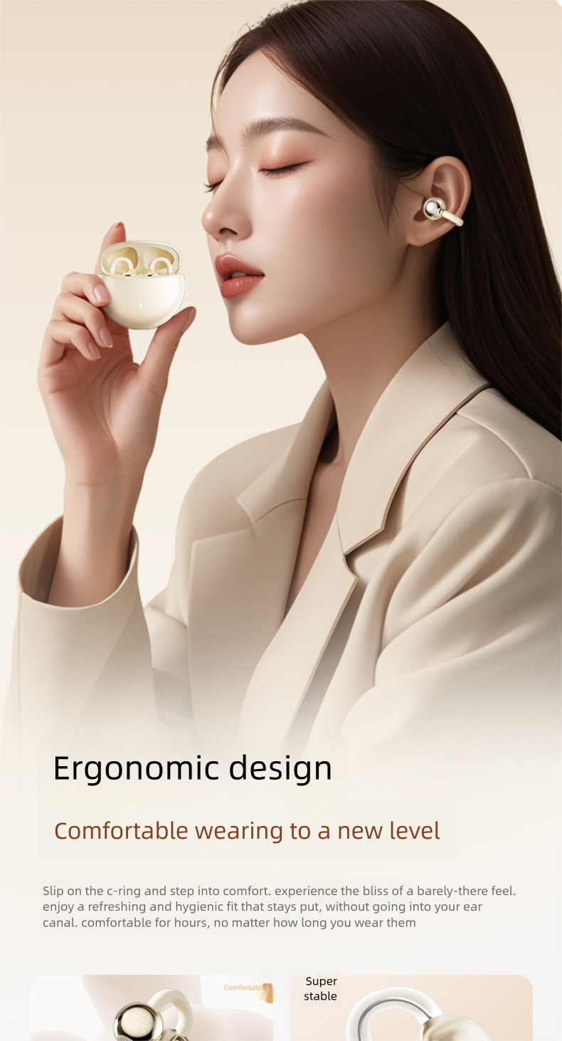 Voice Of Berlin 2025 New Bone Conduction Bluetooth Earphones Wireless Clip-on Aesthetic Sports Running High Sound_voghion.com