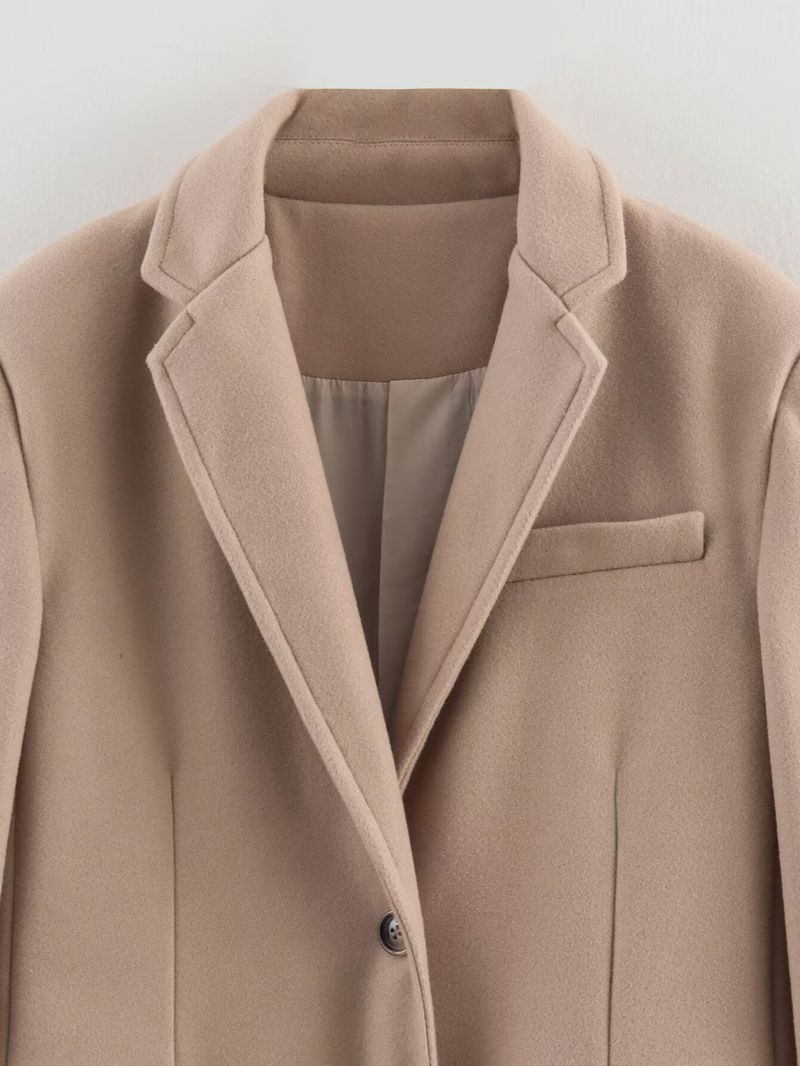Einreihiger, vielseitiger Wollmantel im Slim Fit für Damen im neuen Stil Herbst 2023_voghion.com