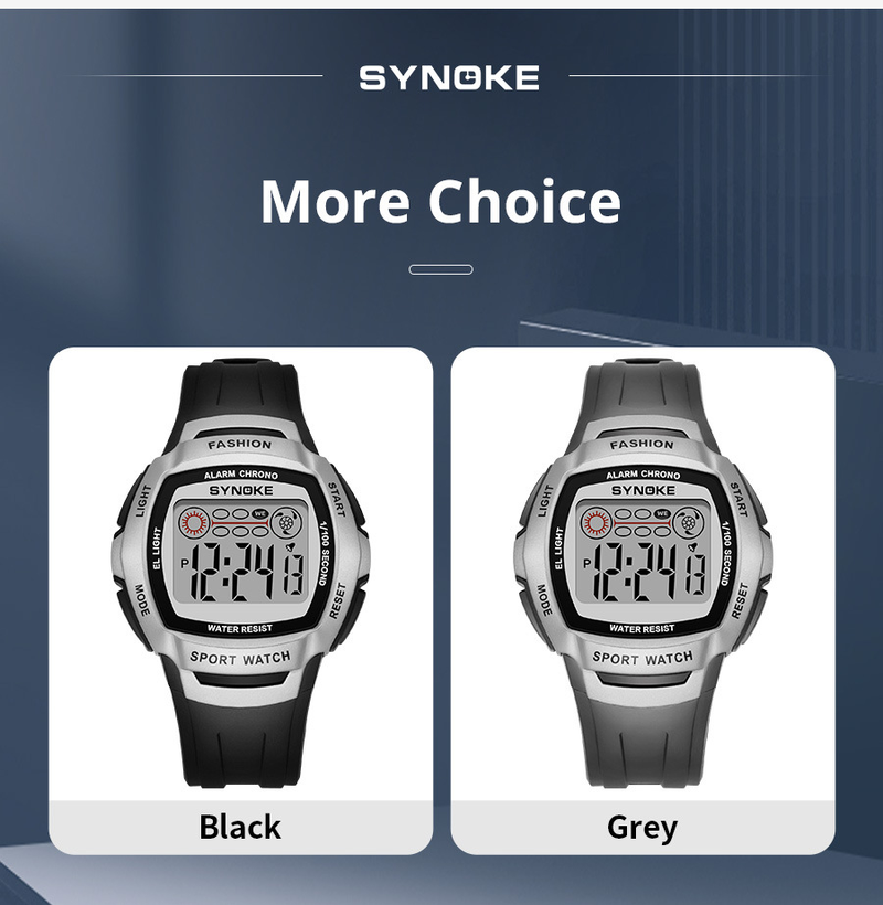 SYNOKE new retro electronic watch men's large screen simple waterproof luminous student watch sports_voghion.com