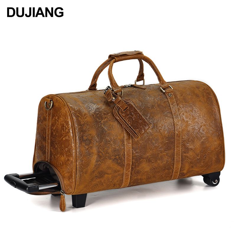 Neu Hochwertiges Echtledergepäck mit großer Kapazität Rollreisetasche für Geschäftsreisen Herrenkoffer_voghion.com