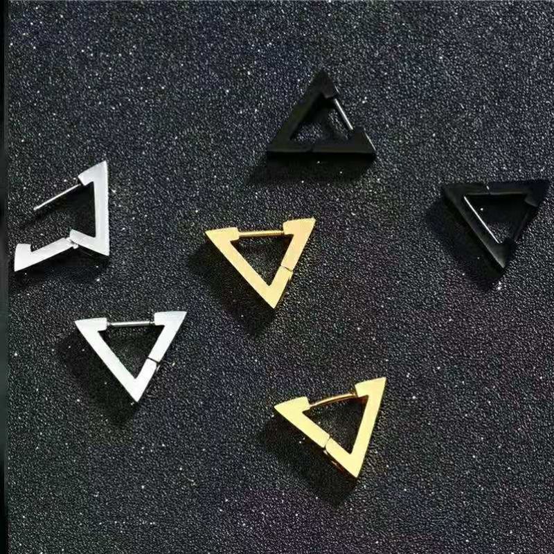 1 Fashion Gothic Triangle Earrings Unisex Punk Rock copper Men Women Ear Stud Earrings Pierced Push-Back Ear Plug Buckle jewelry_voghion.com