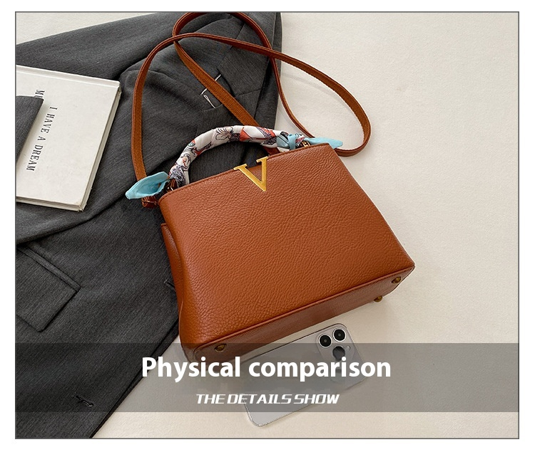 2024 Neue Lychee Vee Intarsien Gold Rand Tote Leichte Luxus Handtasche Einzelne Schulter Crossbody Große Kapazität Damen Tasche_voghion.com