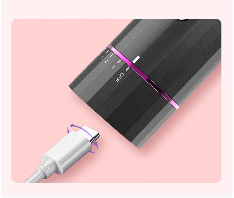 Drahtloses Friseurartefakt für zu Hause, LCD-Digitalanzeige, tragbar, über USB wiederaufladbar, automatischer Lockenstab_voghion.com
