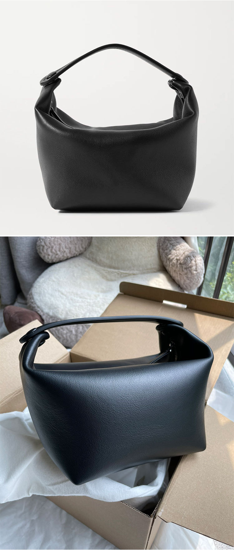 Pure Original The * Row High-End-Hauptschicht aus Rindsleder, minimalistische Lunchbox-Tasche, Mini-Handtasche aus echtem Leder für Mädchen_voghion.com