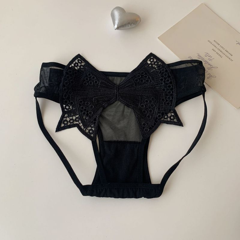 LuvBox Neue japanische Style Große Schleife Hohlspitze für Damen Modische Süße Schöne Kaum sichtbare Nahtlose Dreieckshöschen_voghion.com