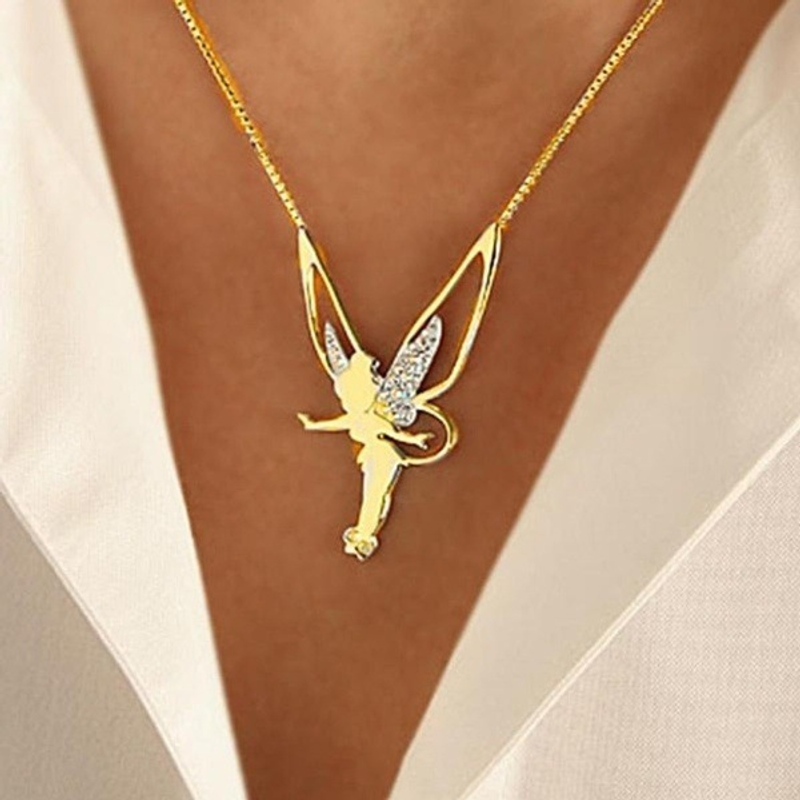 Niedliche Engelsflügel-Anhänger-Halskette für Frauen, modischer Charme, mit Diamanten besetzte weibliche Halsbandkette, Schmuck, Accessoires, Party-Geschenke_voghion.com