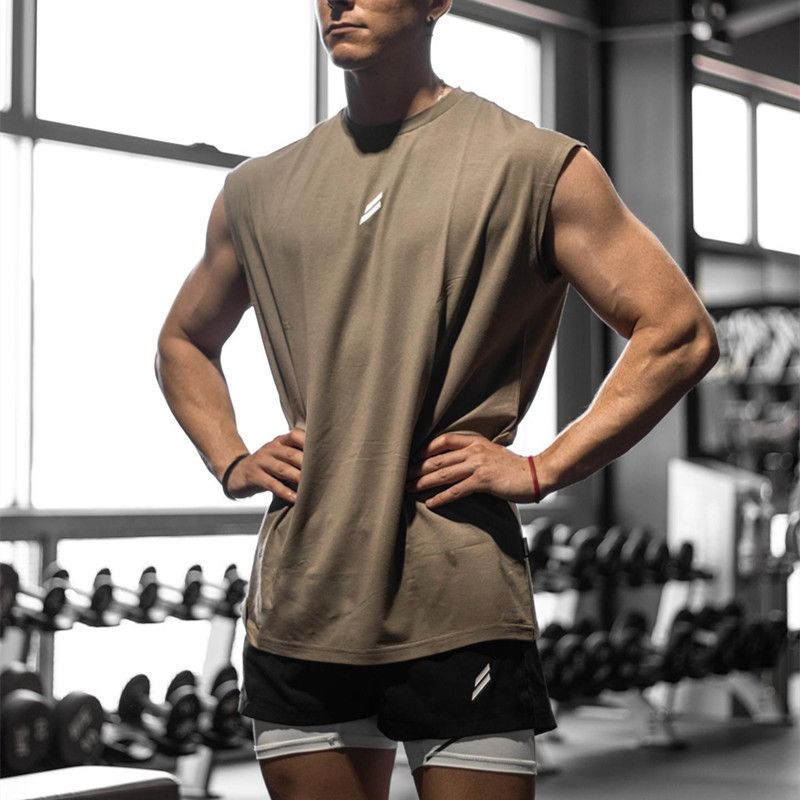 Neu Fitness Sport Weste Herren Sommer Casual Running Training Lose Plus Größe Baumwolle Rundhals Unterhemd_voghion.com
