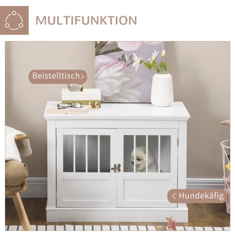 Hundekäfig 78x59,3cm Mit 3 Türen, Hundehütte Für Zuhause, Blanco_voghion.com