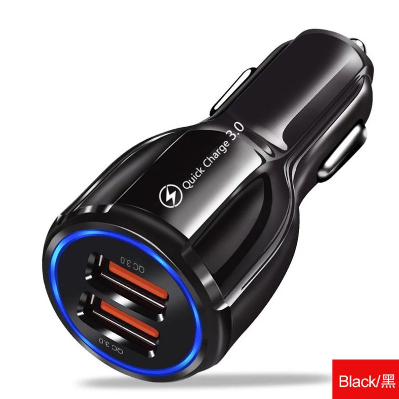 Cargador de teléfono para automóvil con carga rápida USB dual QC3.0 de 36 W y 6 A para festivales de música, adecuado para teléfonos Samsung y Huawei_voghion.com