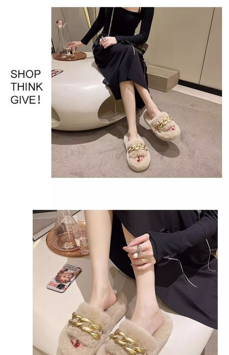 Zapatillas de mujer de suela gruesa reforzada con tacón alto y pelo, zapatillas de mujer de algodón para uso exterior, zapatillas de felpa populares_voghion.com