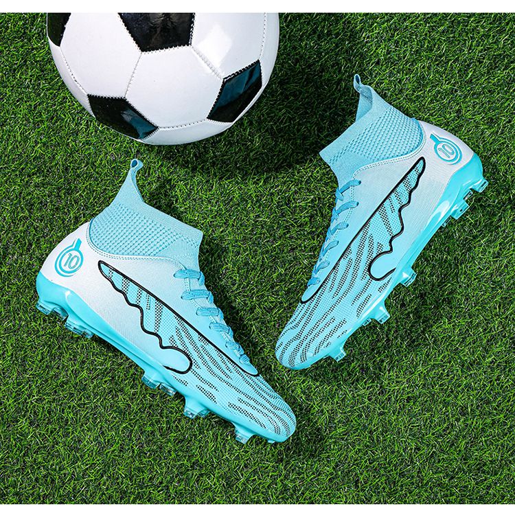 Large Size Football Shoes Men's High Top Junior Student Game Training Shoes Artificial Turf Nails_voghion.com