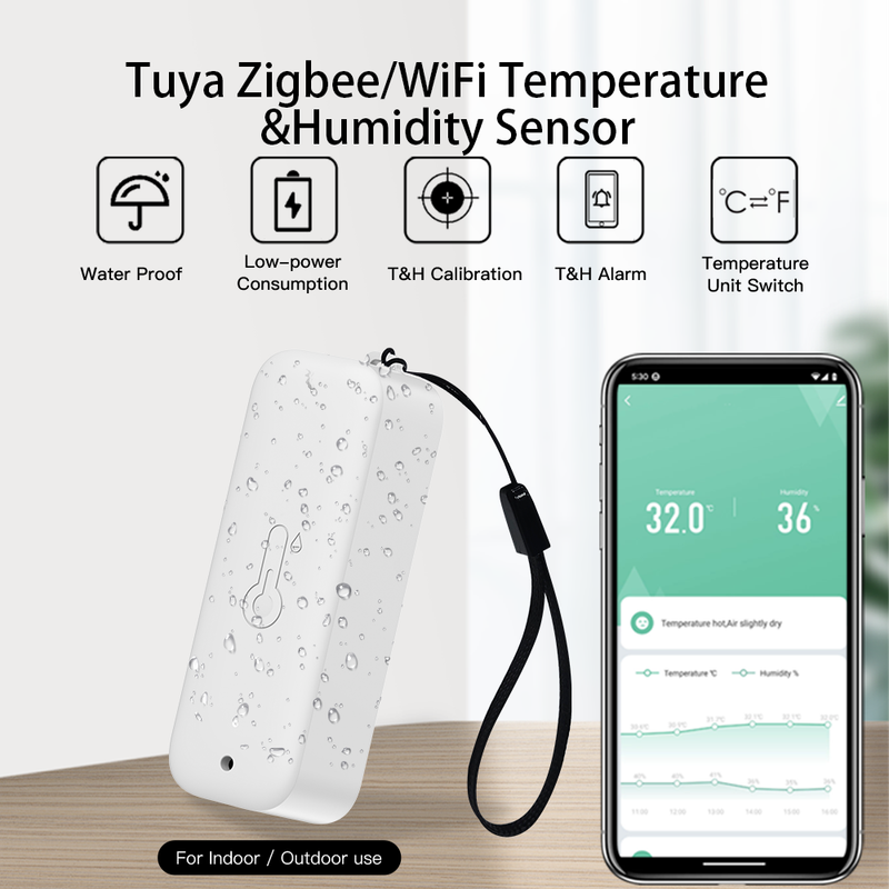 Tuya Zigbee/Wifi Sensore di temperatura e umidità per esterni Termometro Smart Life Lavoro Google Assistant, IP65_voghion.com
