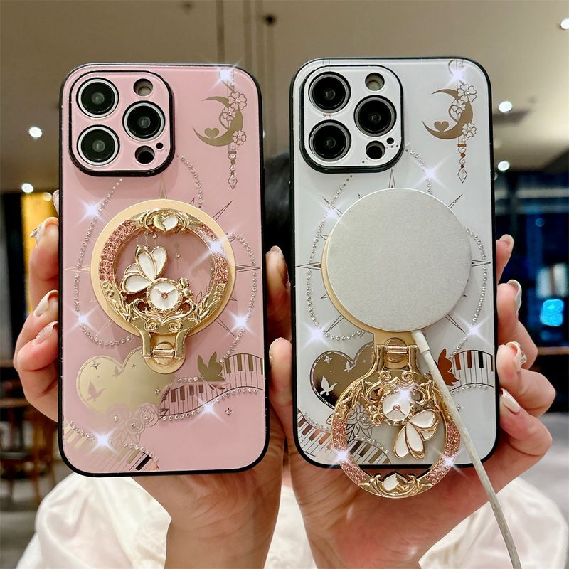 2024 New Luxury Phone Cover,For Iphone 16 15 14 13 Pro Max Rhinestones Case & Magnetic Ring Holder Stand Cases_voghion.com