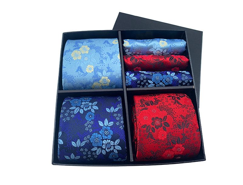 Unisex Men's gift box tie Fashion business striped tie square scarf set luxury gift box_voghion.com