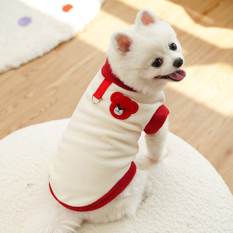 Pet British Shorthair Small Medium Clothes Autumn Winter Dog Fleece Color Block Leash Cat Supplies Clothing_voghion.com
