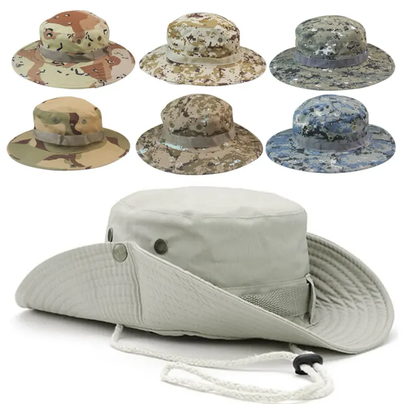 Pánské maskáčové klobouky Boonie Hat Taktické americké kbelíkové klobouky Multicam Panama Letní čepice Lovecké turistické venkovní maskáčové sluneční čepice_voghion.com