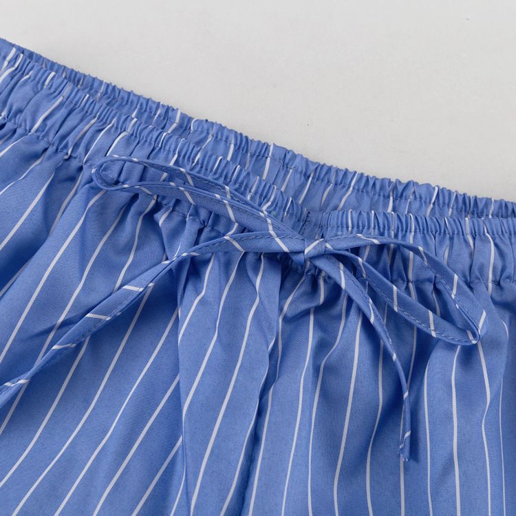 Elegant Striped Vest Set With Bow Detail & Wide-Leg Pants – Breathable Polyester, Comfortable Office Wear For Women_voghion.com