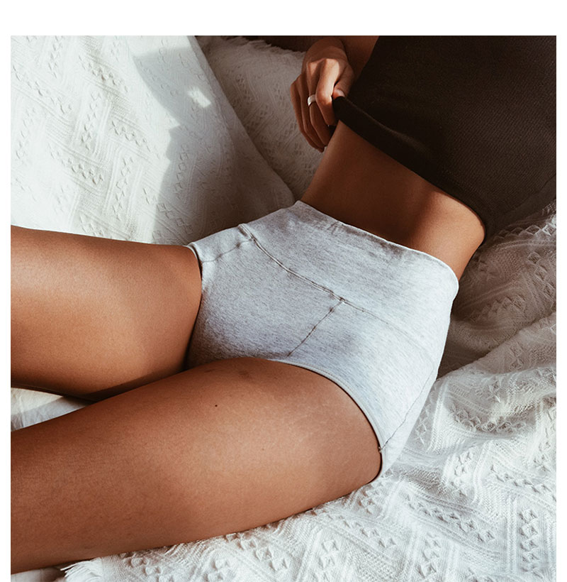 Women's clothing cotton inseam high waist women's cotton sexy and comfortable hip-covering underwear thin belly-control briefs_voghion.com