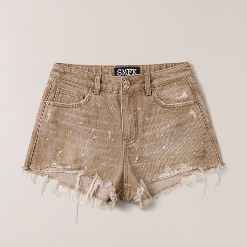 Handmade Vintage Washed Denim Shorts - Mid-Low Rise Distressed Retro Hot Pants For Women_voghion.com
