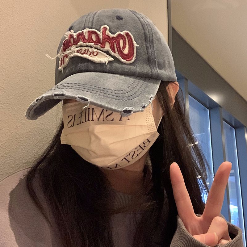 Casquette de baseball américaine pour femme, grande tête, trous délavés, large bord de cow-boy, bec de canard, fanon, taille S_voghion.com