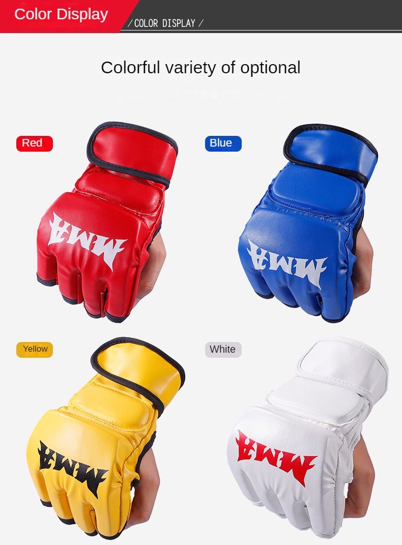 Profesionalne boksarske rokavice s pol prsti - za odrasle in otroke, primerne za sanda, borilne veščine, UFC, Muay Thai, trening MMA_voghion.com