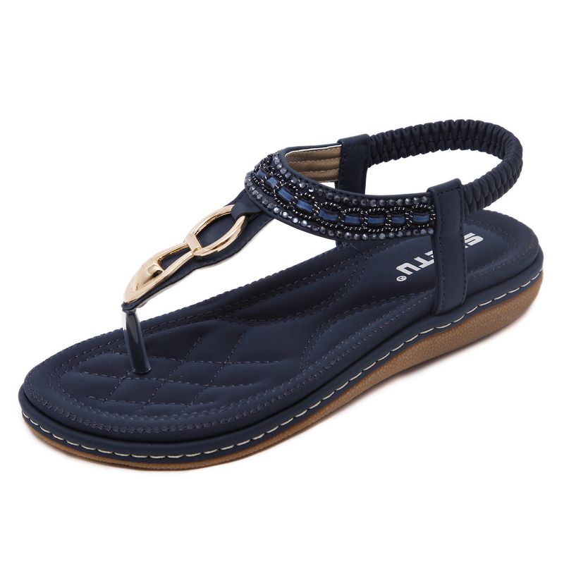 Sandálias de verão 2025, praia, metal, água, diamante, sapatos baixos grandes para mulheres_voghion.com