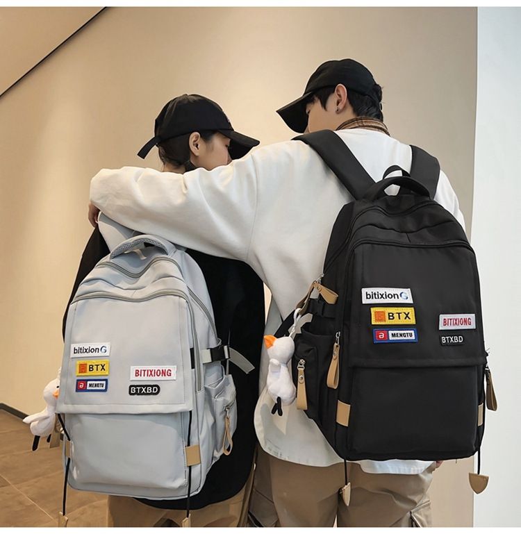 Nou ghiozdan școlar pentru bărbați Ins Trendy Cool College Student Cuplu Rucsac Retro Contrast Color Middle School Student Mare Capacitate Rucsac_voghion.com