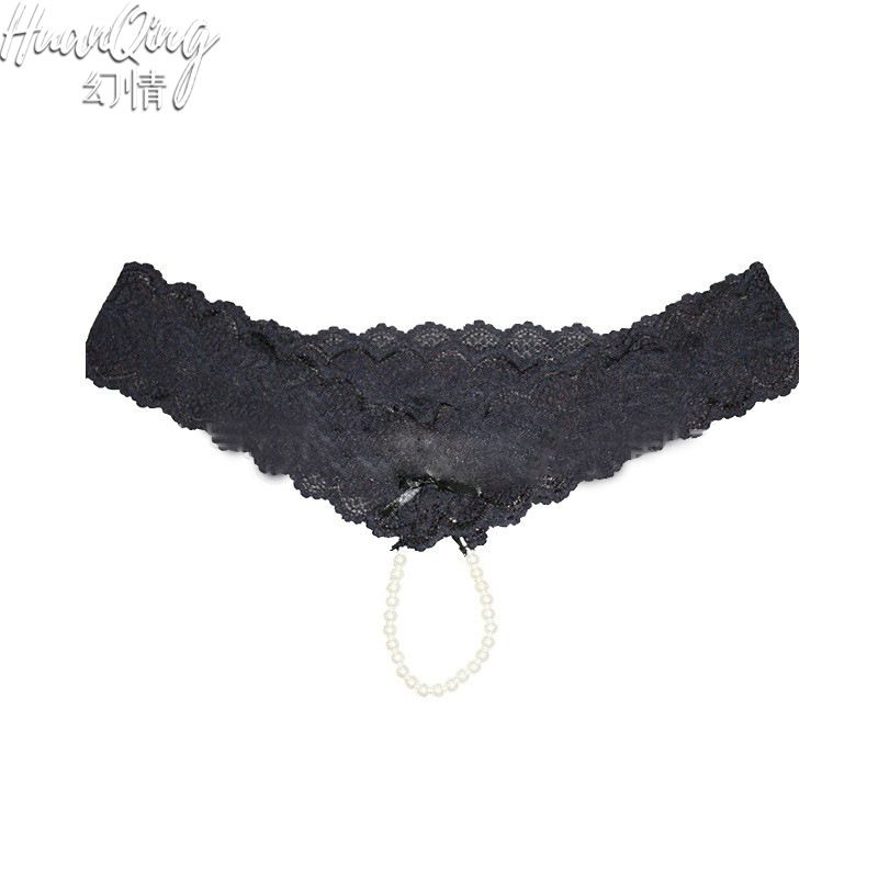 Mutandine erotiche sexy con fiocco in pizzo e perle, cavallo aperto, perizoma non rimovibile per donna 6044_voghion.com